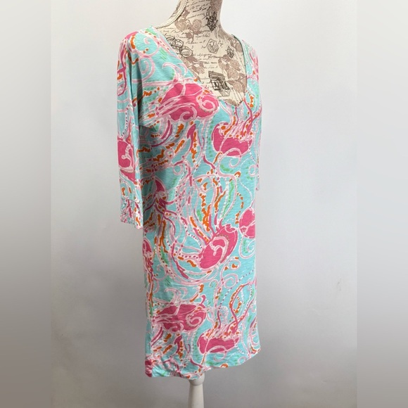 LILLY PULITZER Pink and Blue Jellies Be Jammin' Mini shirt Dress size XS - Picture 8 of 14